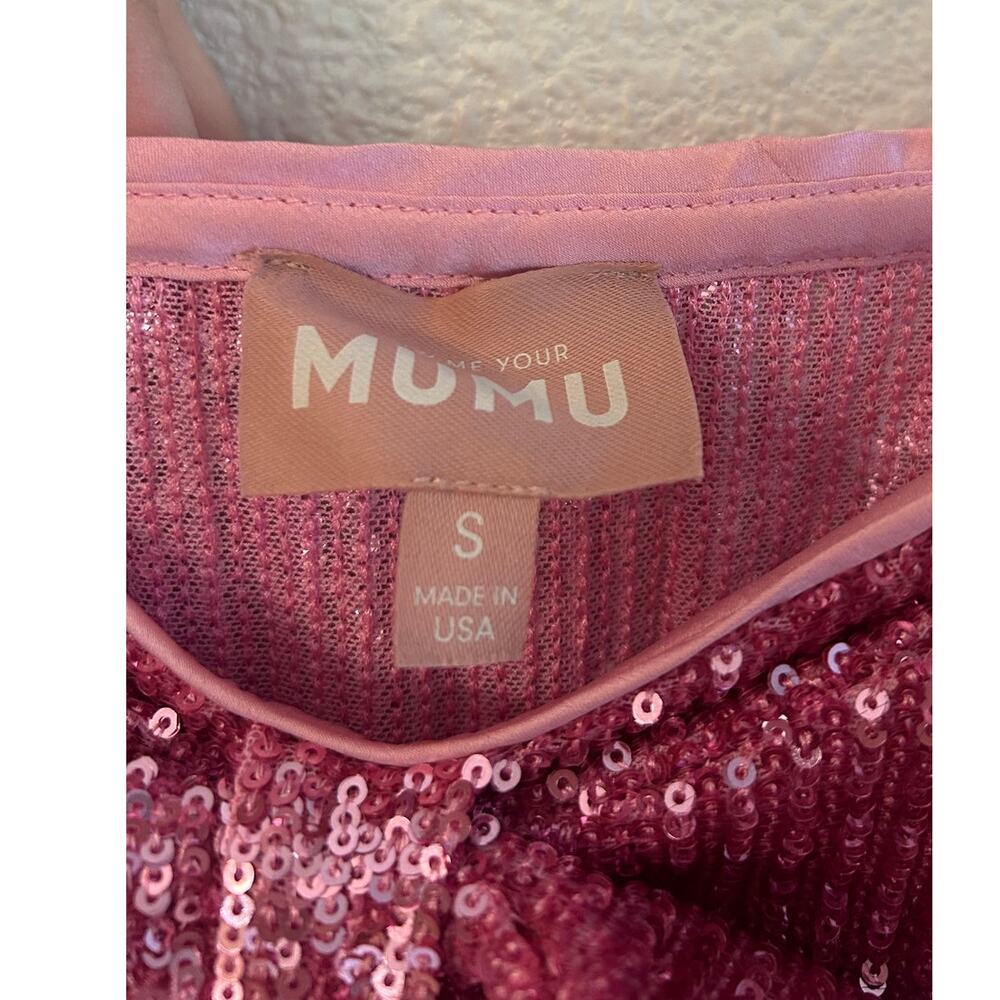 Show Me Your Mumu Best Bow Dress in Party Pink Sequins S - Picture 5 of 8